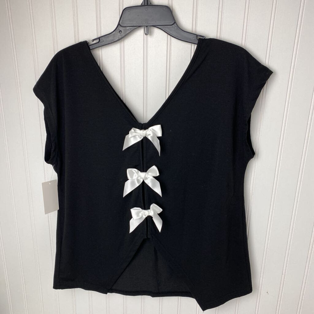 SLEEVELESS V NECK BOW TOP