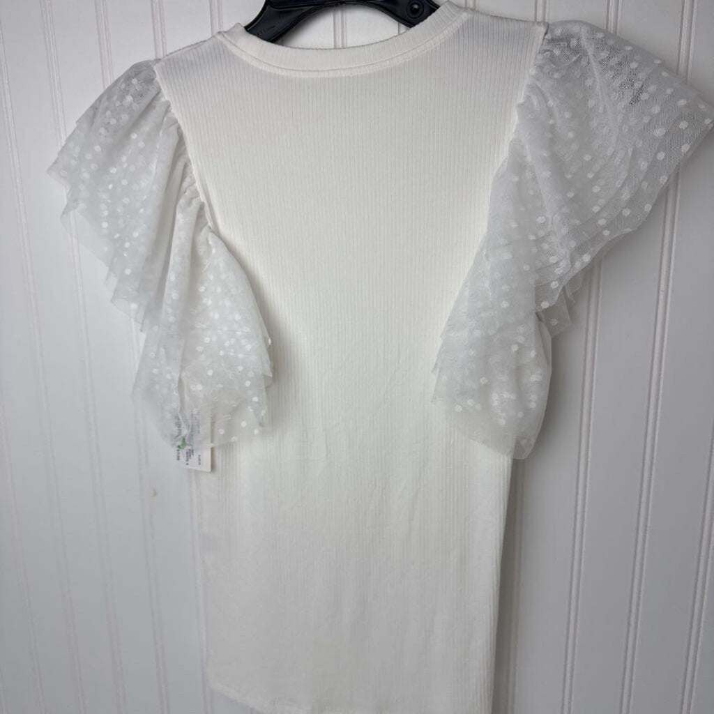 SHORT SLEEVE RIBBED KNIT TOP