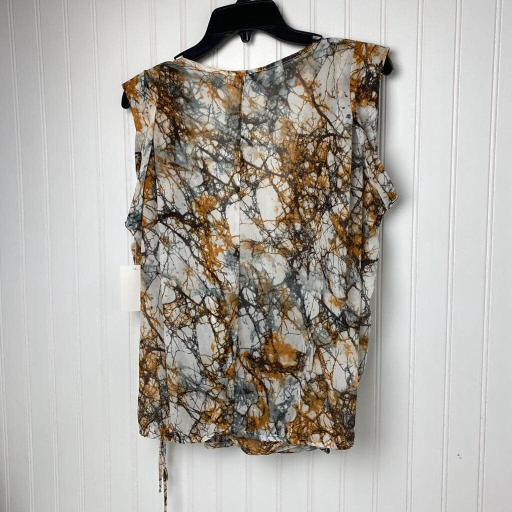V NECK SHEER SLEEVELESS BLOUSE