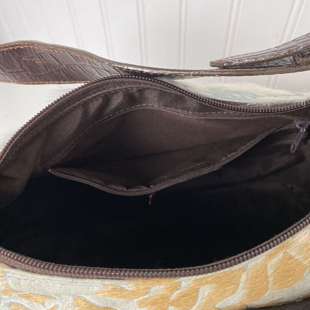 FAUX FUR AND LEATHER PURSE
