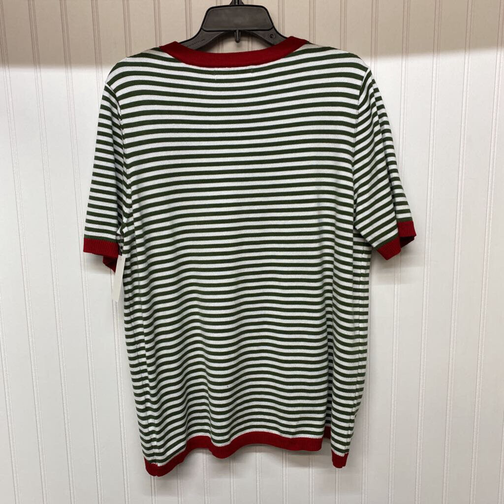 STRIPED SHORT SLEEVE SWEATER