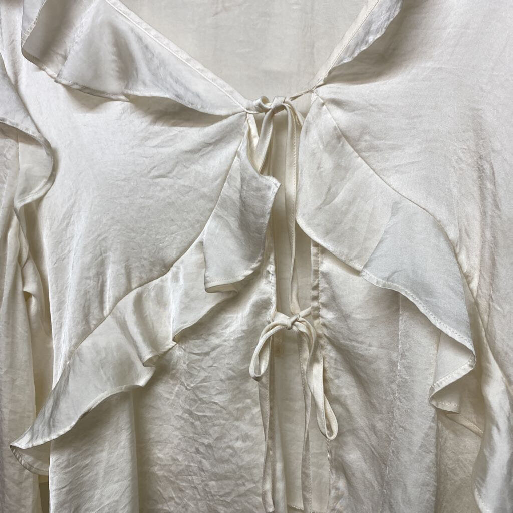 *RUFFLED LONG SLEEVE TIE TOP