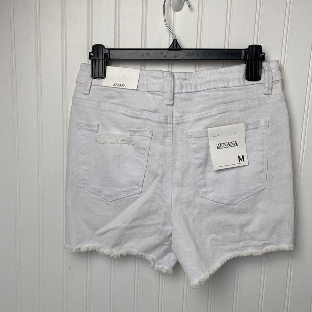 WHITE DENIM SHORTS