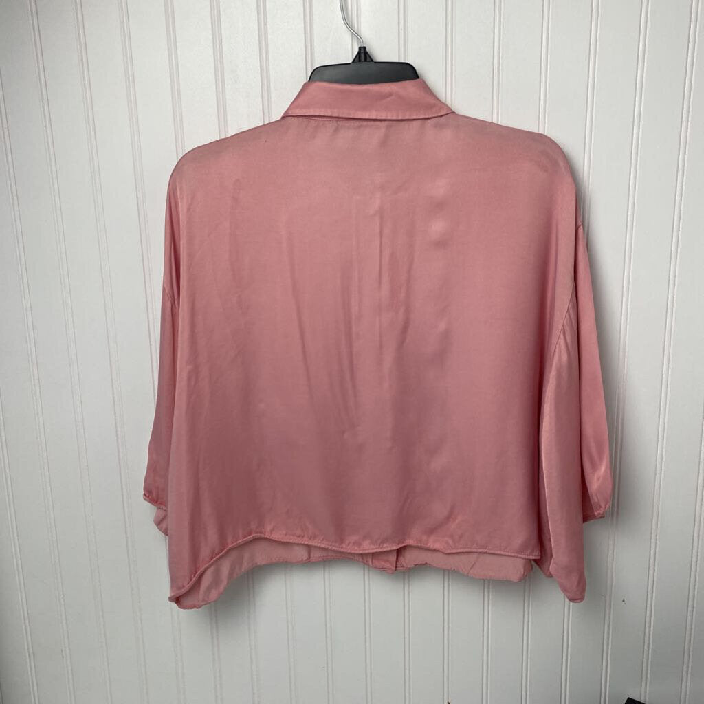 PINK CROP DRESS SHIRT