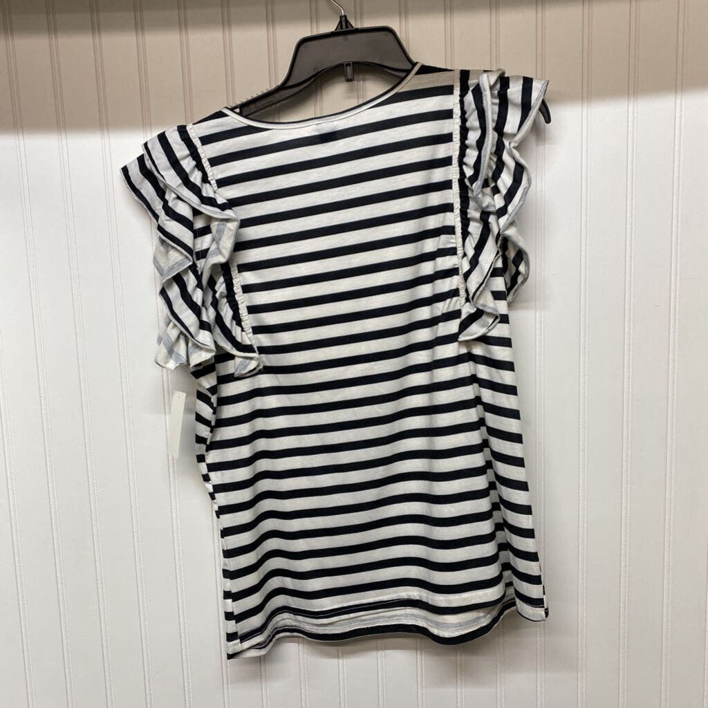 STRIPED RUFFLED SLEEVLESS