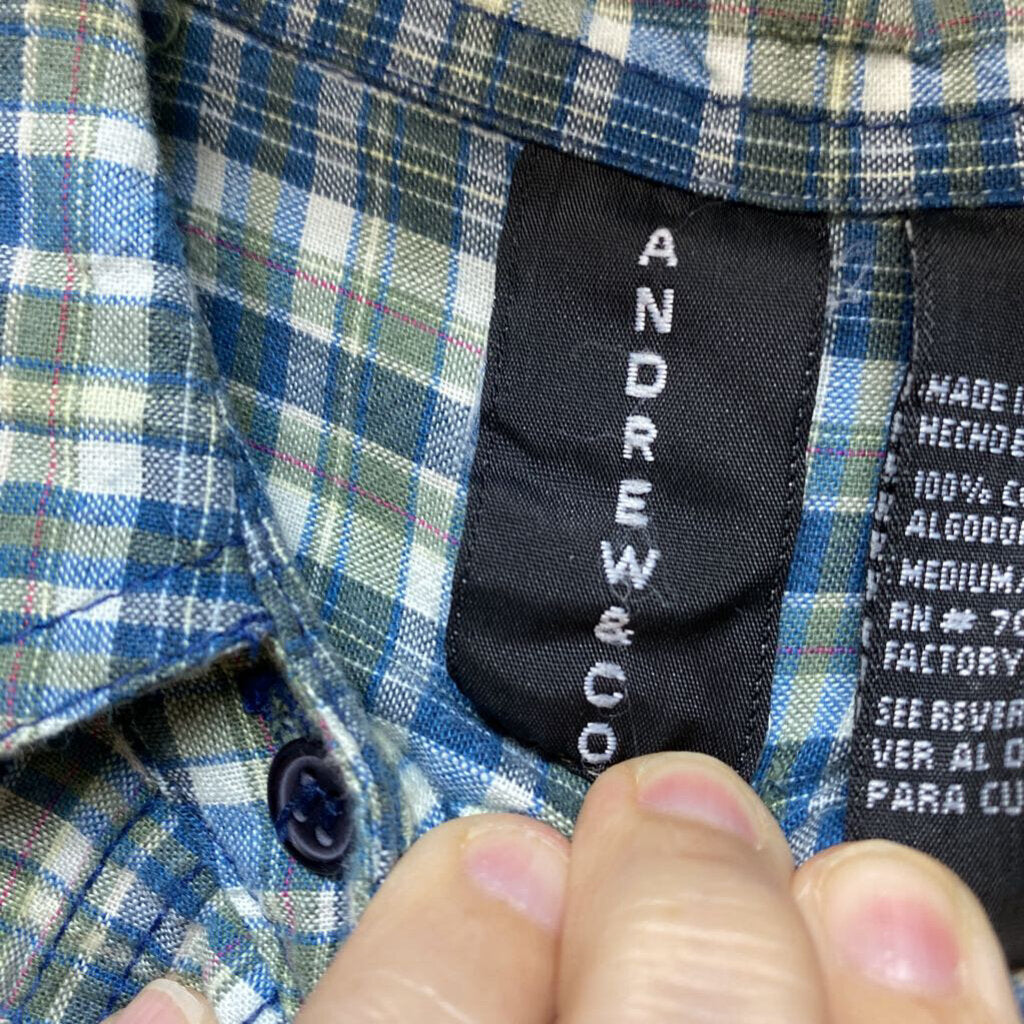 BLUE PLAID DRESS SHIRT