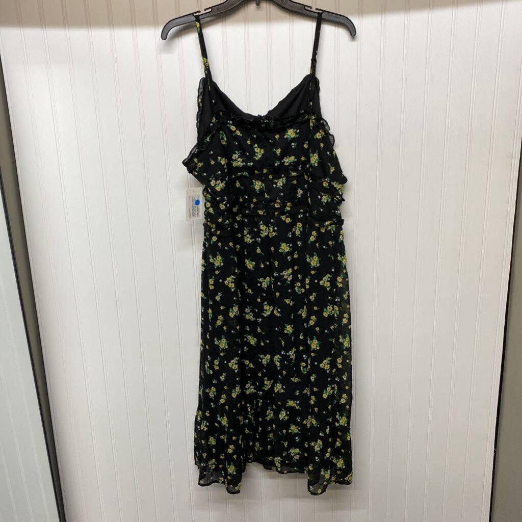 *SPAGHETTI STRAP VNECK BLACK FLORAL