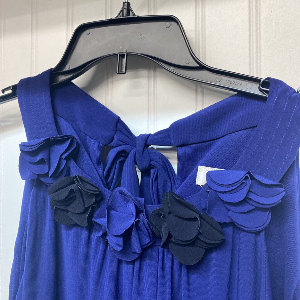 SLEEVELESS HIGH NECK FITTED DRESS FLOWERS AT TOP