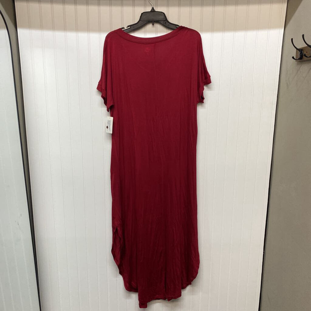 SHORT SLEEVE V NECK LONG DRESS