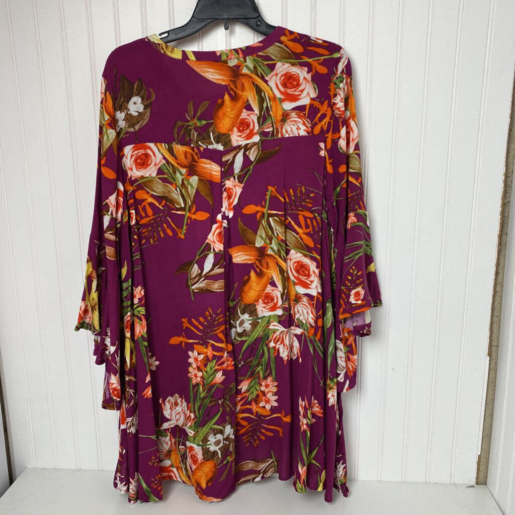 LONG SLEEVE FLORAL SHORT DRESS