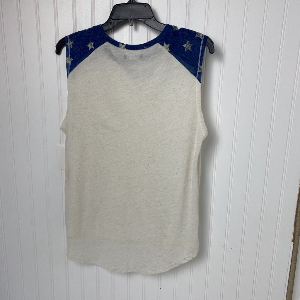 * HIGH BRAND BOUTIQUE* T-SHIRT SLEEVELESS WITH STARS ON SHOULDERS