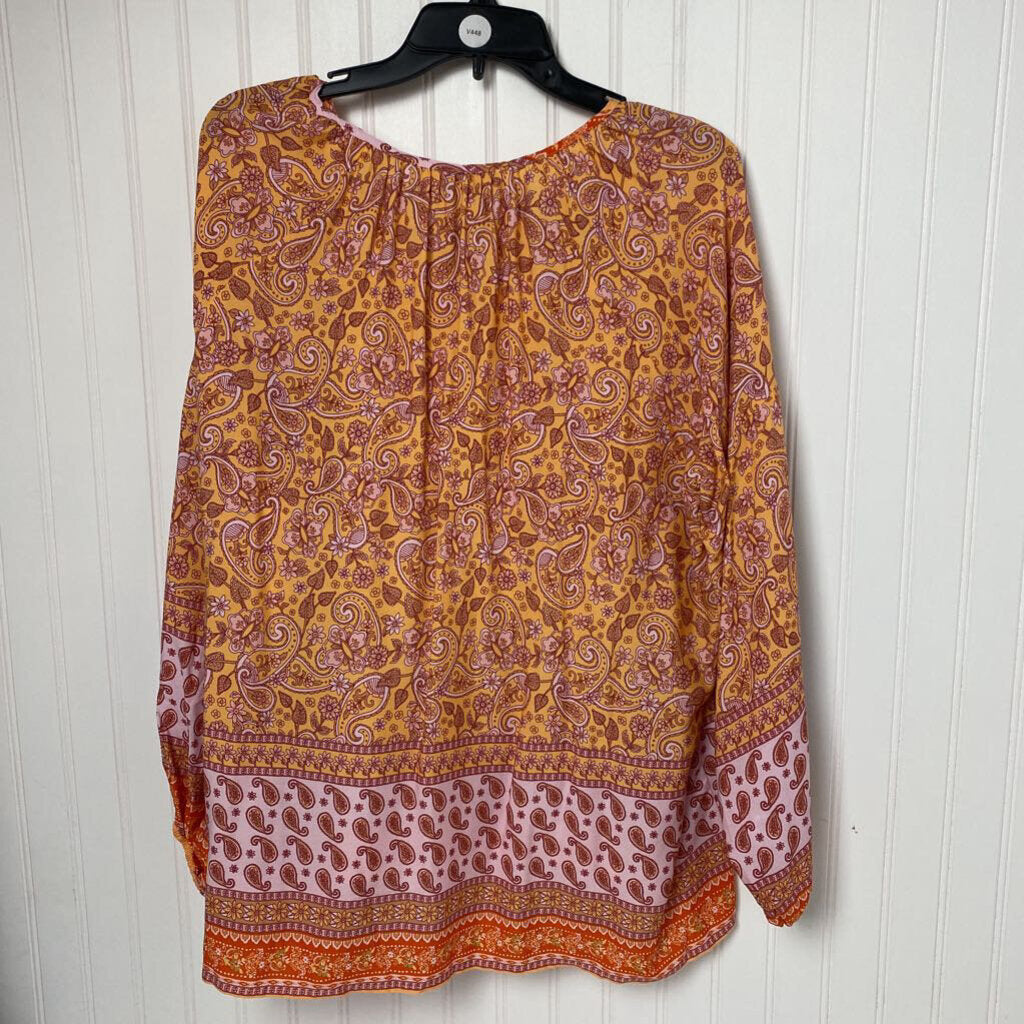 *BOUTIQUE BRAND* PEASANT TOP WITH ORANGE FLORAL PATTERN