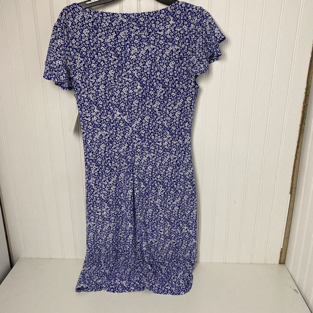 S/S MID LENGTH WRAP DRESS WITH FLORAL PATTERN