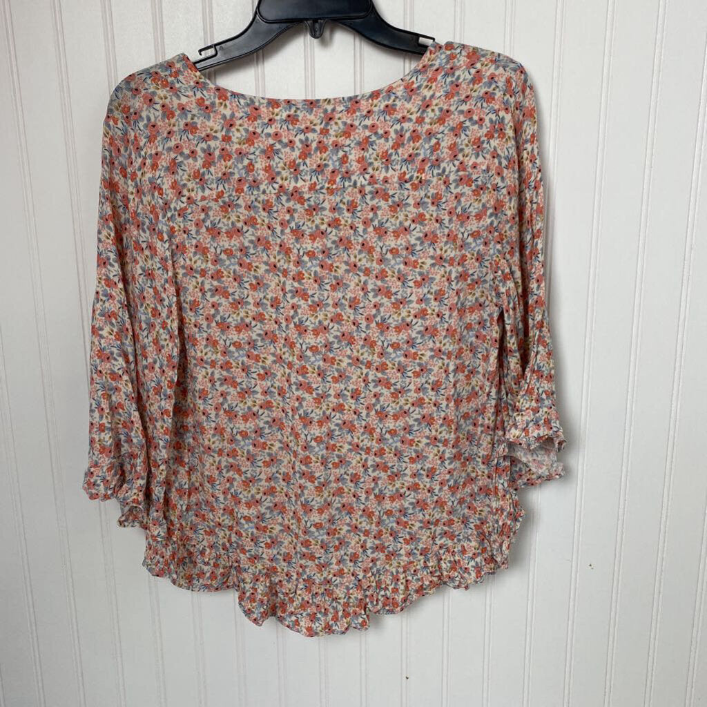LONG SLEEVE FLORAL PRINT BLOUSE