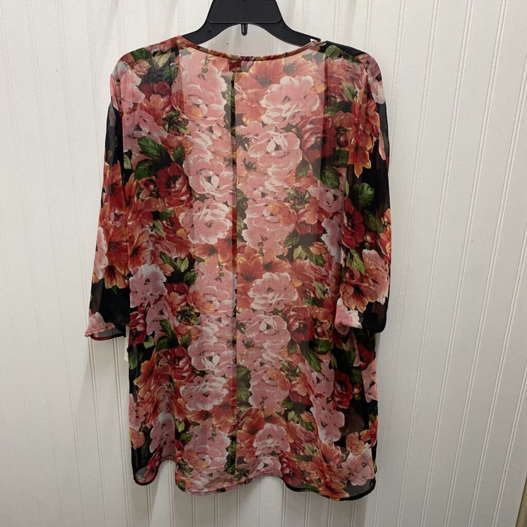 SHORT SLEEVE FLORAL PRINT CARDIGAN