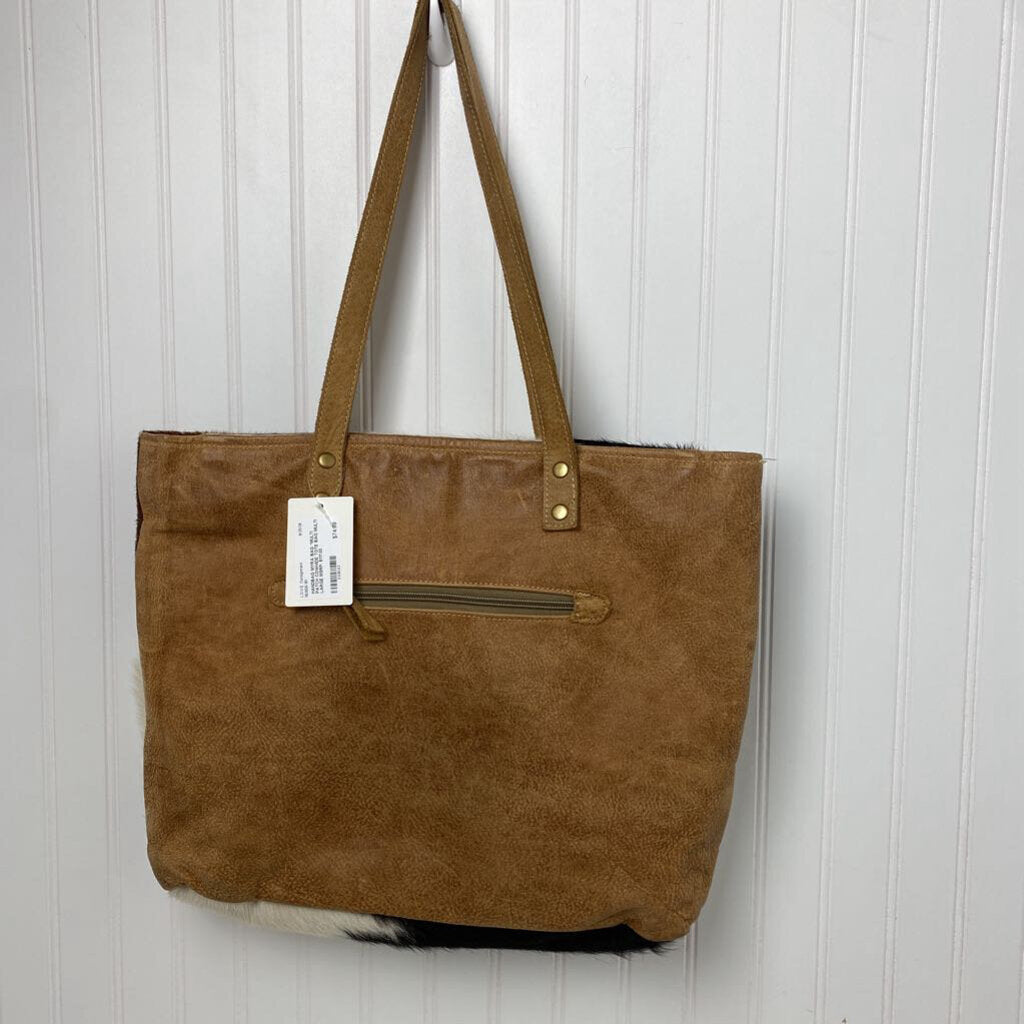 *MULTI PATCH COWHIDE TOTE BAG