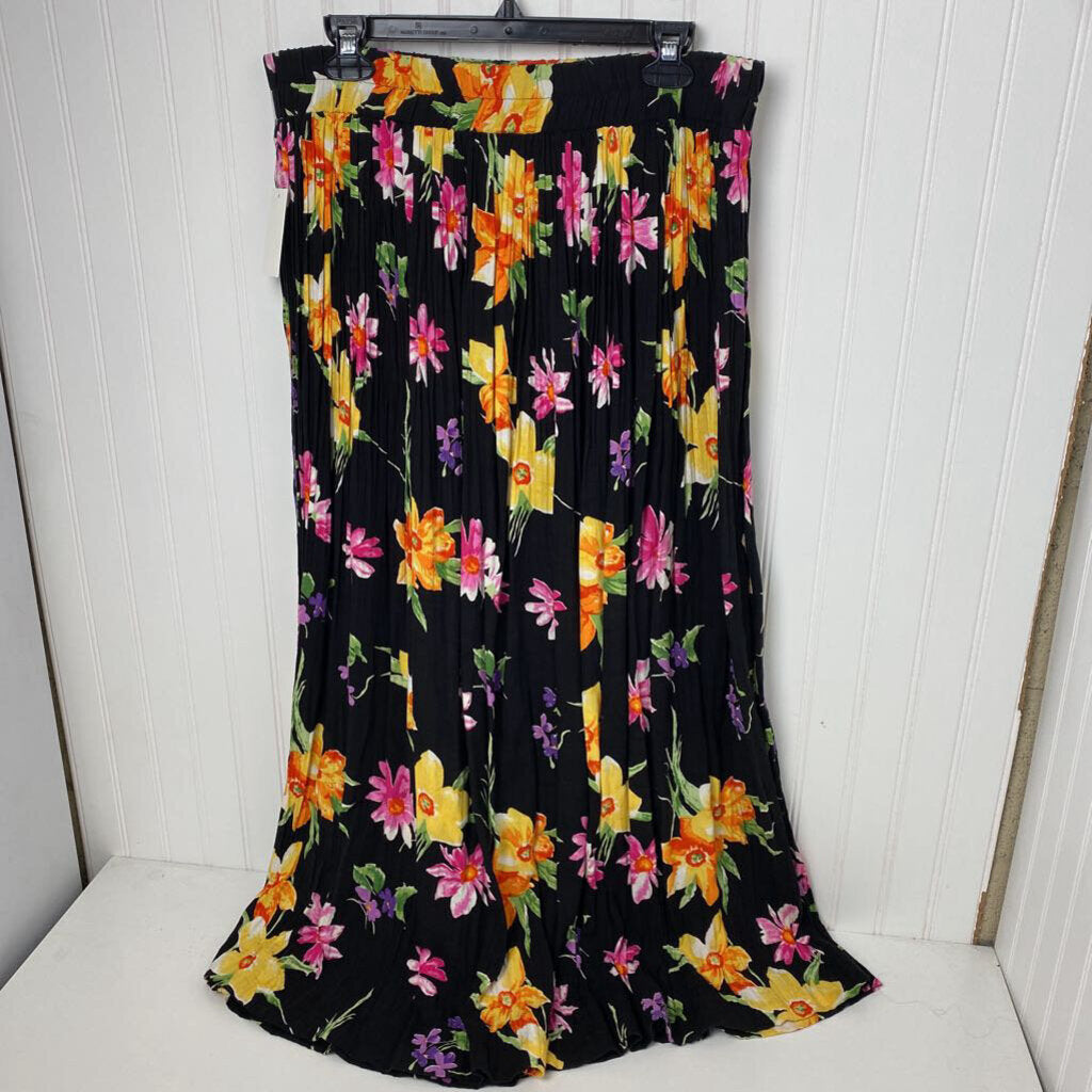 LONG FLORAL PRINT CRINKLE SKIRT