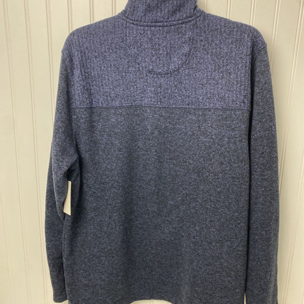* MOCK ZIP FLEECE BLUE BASIC PULLOVER