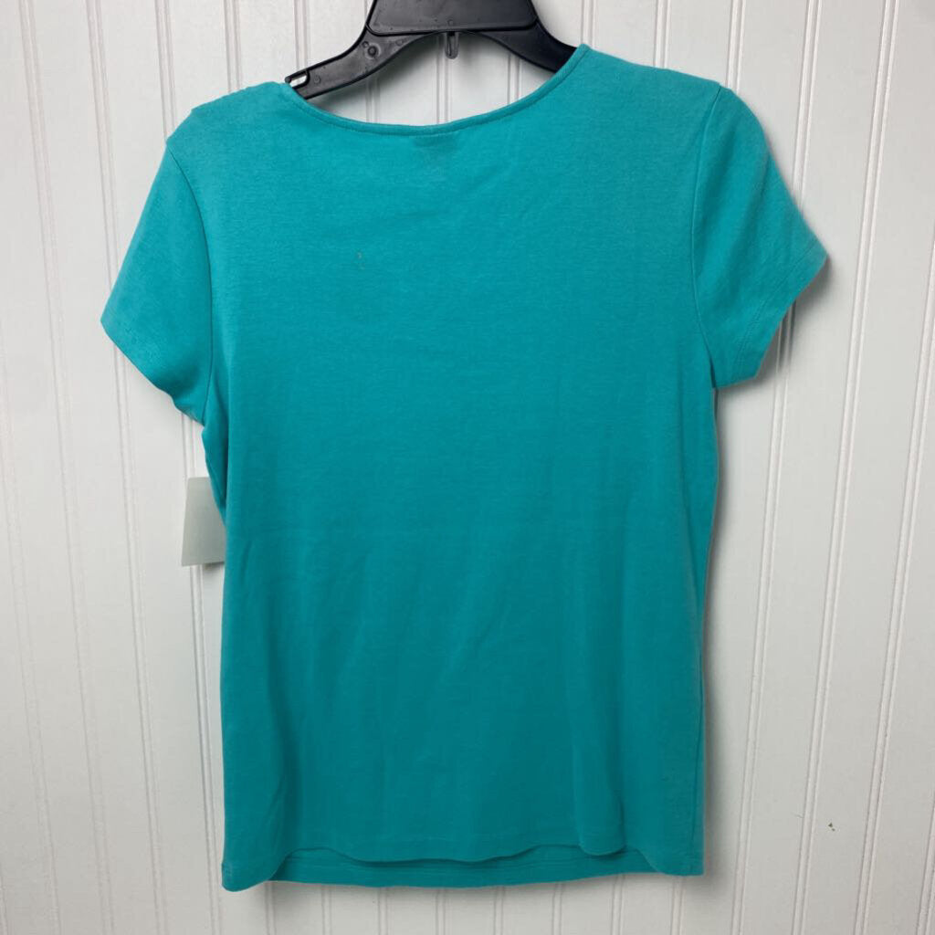 *S/S VNECK WITH SILVER ACCENT BASIC TEAL