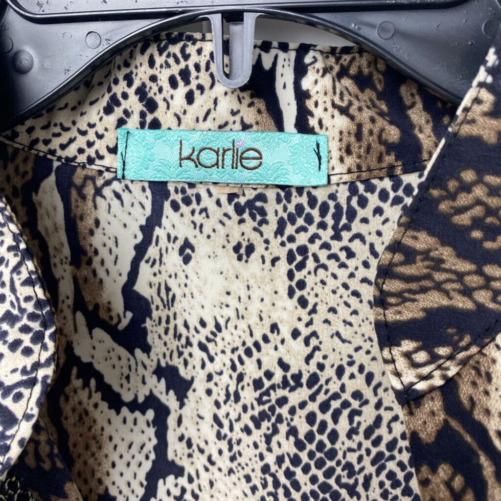 LONG SLEEVE SNAKESKIN PRINT BLOUSE