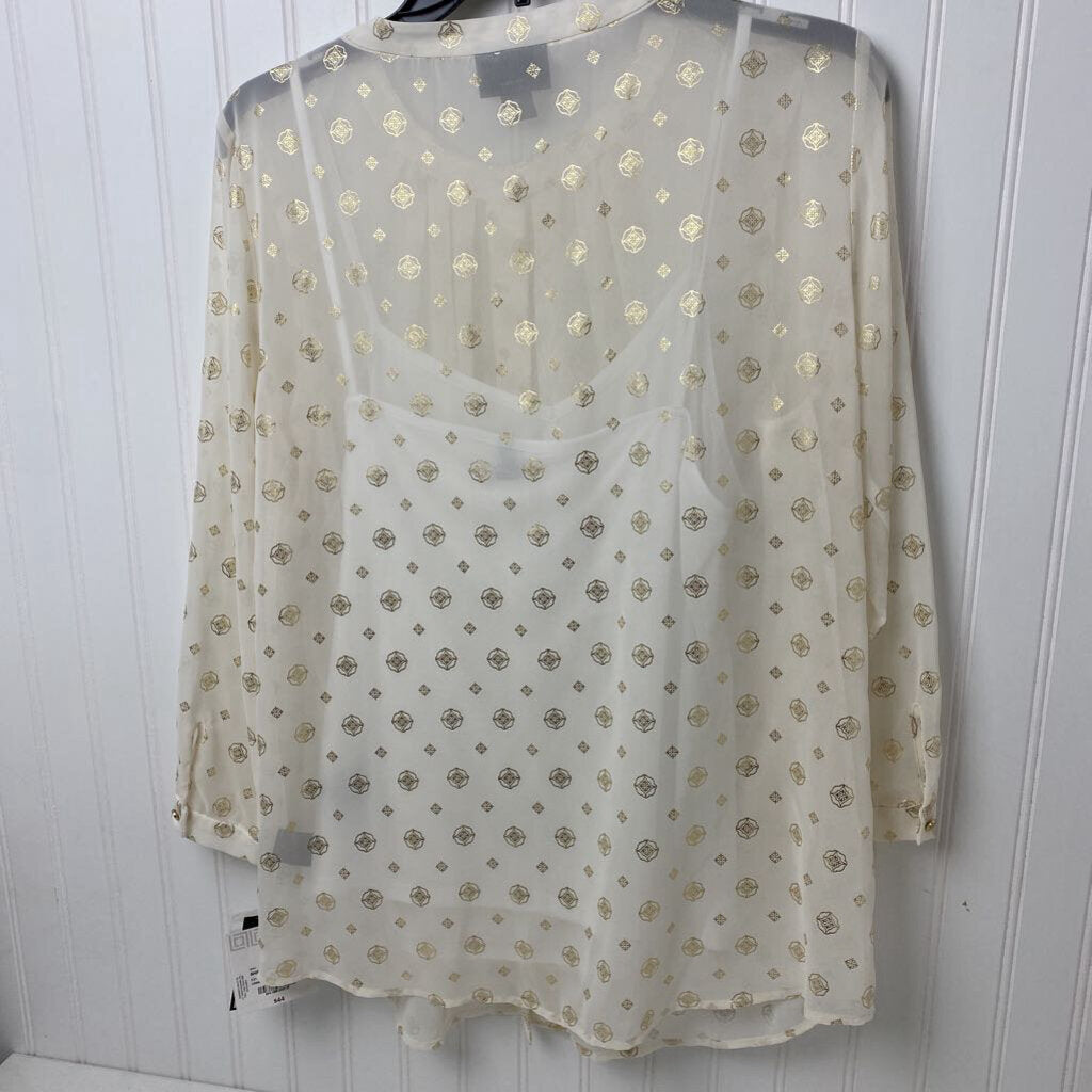SHEAR CREAM AND GOLD BUTTON DOWN