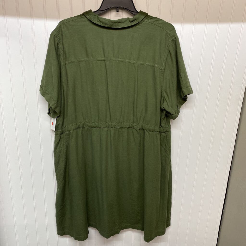 SHORT SLEEVE BUTTON UP SHORT DRESS
