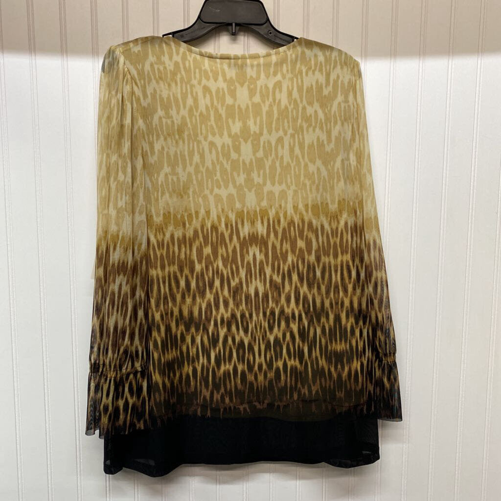*LONG SLEEVE MESH ANIMAL PRINT DRESS SHIRT
