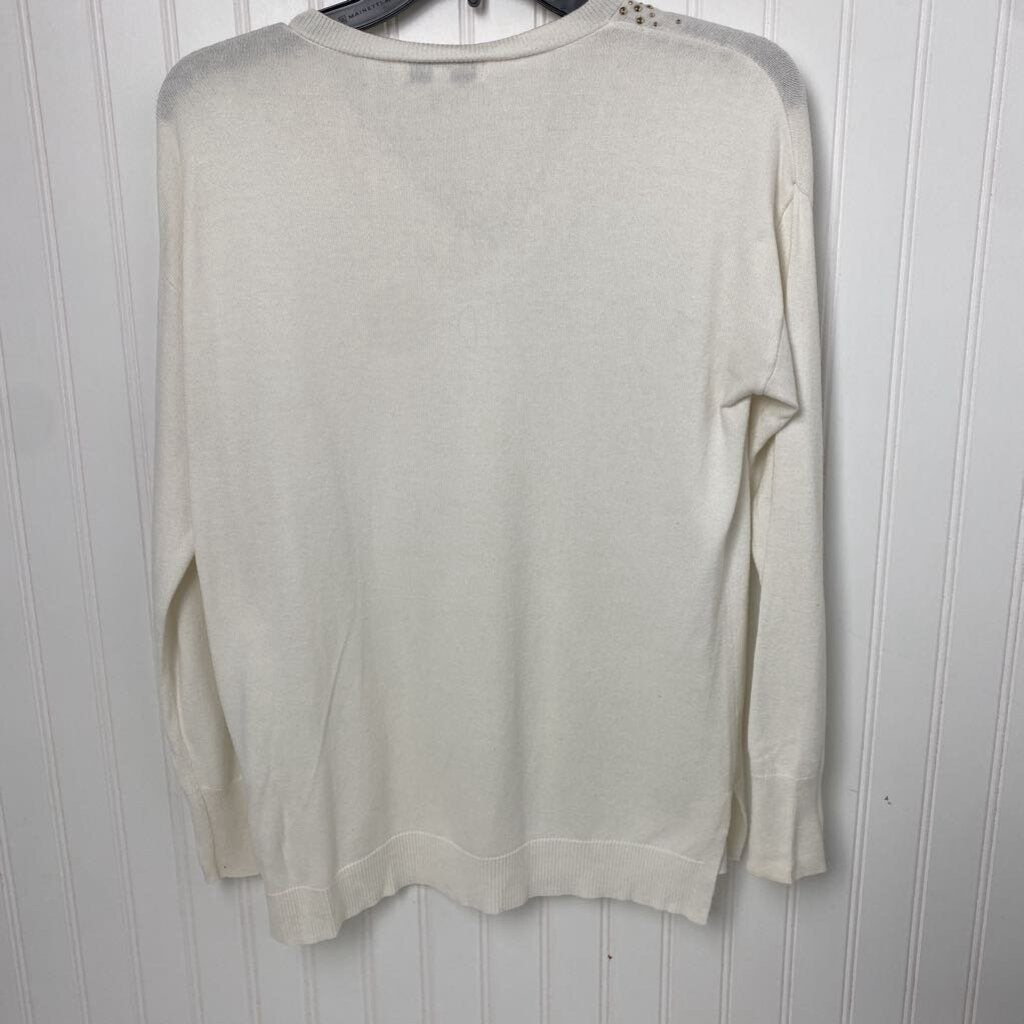 GOLD TRIMMED V NECK SWEATER