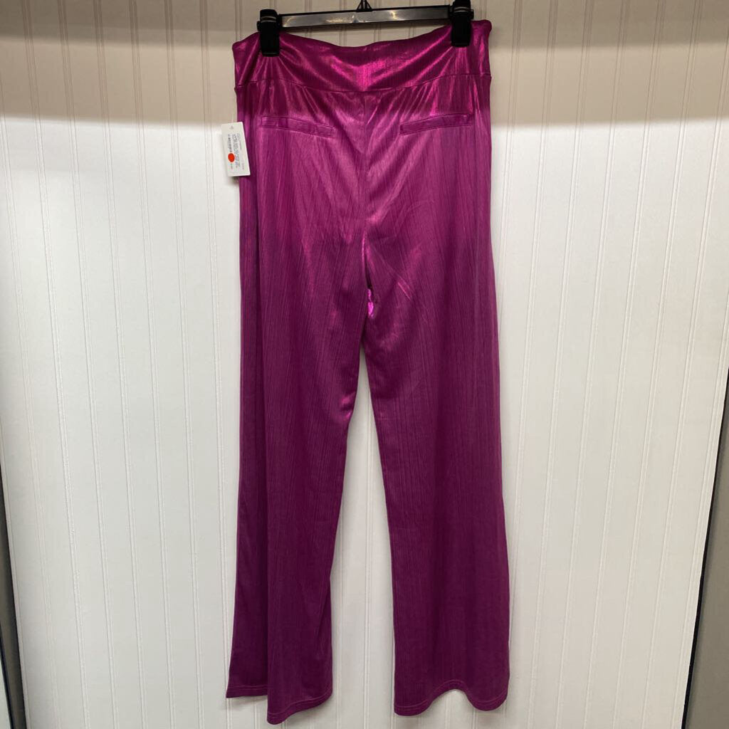 METALLIC KNIT WIDE LEG PANTS