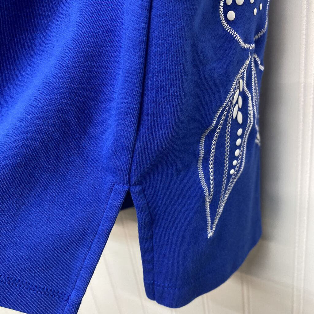 BLUE W/ WHITE EMBROIDERY
