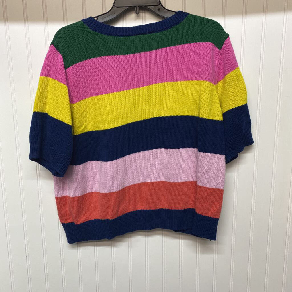 STRIPED SHORT SLEEVED SWEATER