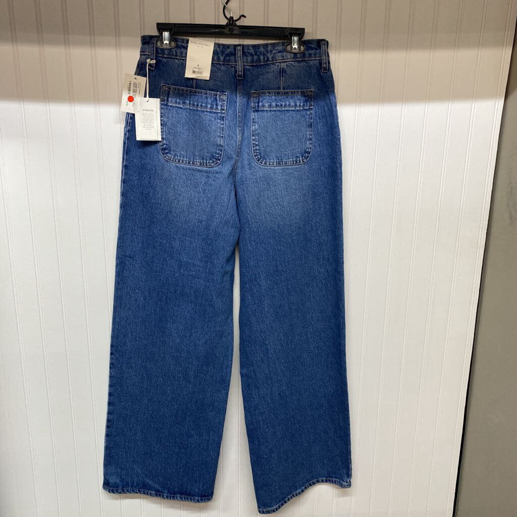 *PATCH POCKET WIDE LEG DENIM JEANS