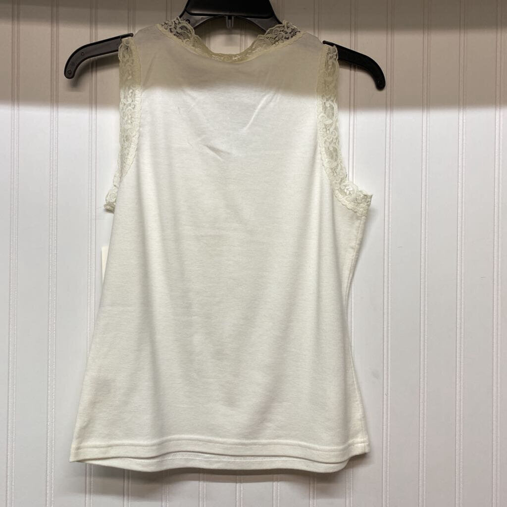 LACE TRIMMED V NECK TANK TOP
