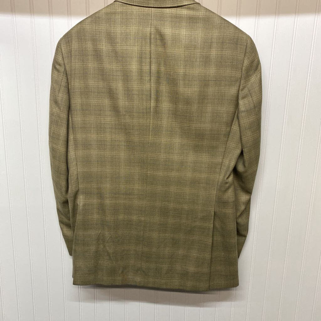 *SPORTCOAT/BLAZER TAN PLAID WITH BLUE ACCENT