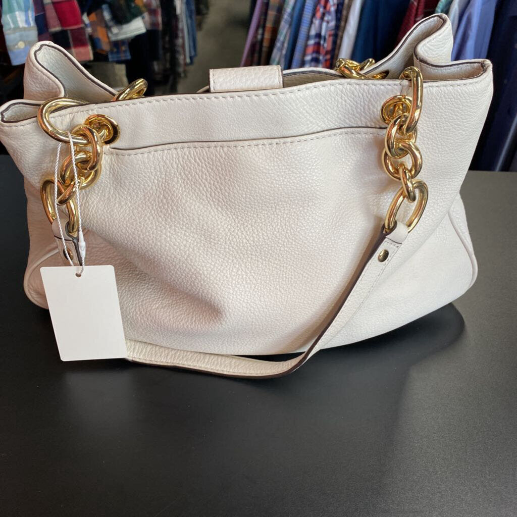 *MICHAEL KORS SHOULDER SATCHEL WITH GOLD ACCENTS