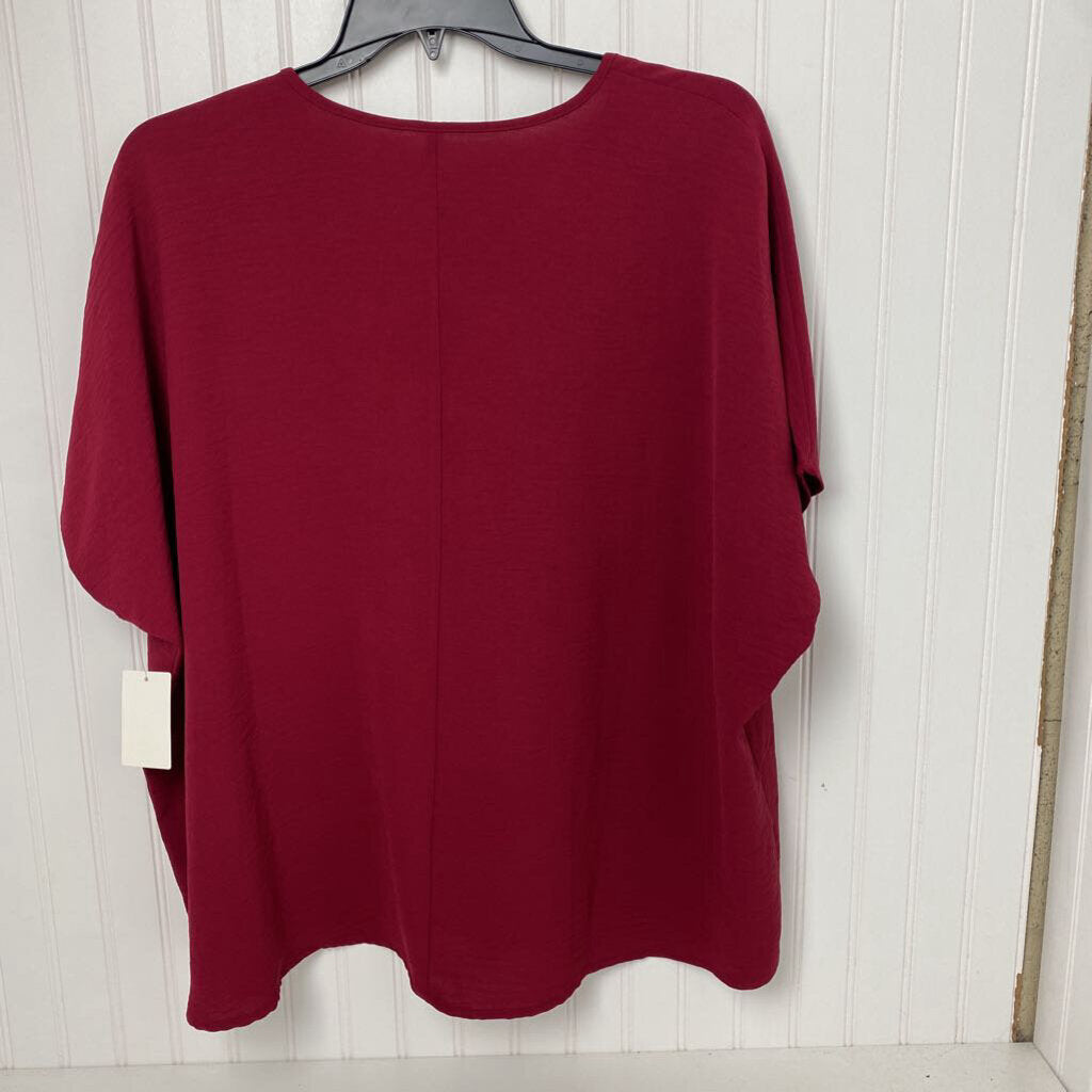 S/S BASIC DRESS TOP WITH POCKET VNECK