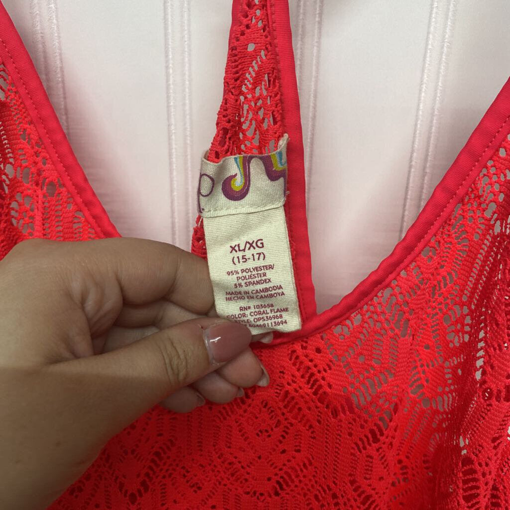 CROP LACE SWIM COVER UP