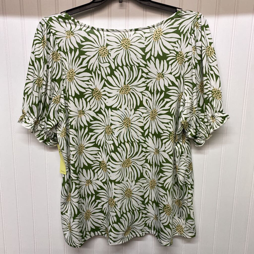 FLORAL V NECK SHORT SLEEVED TOP