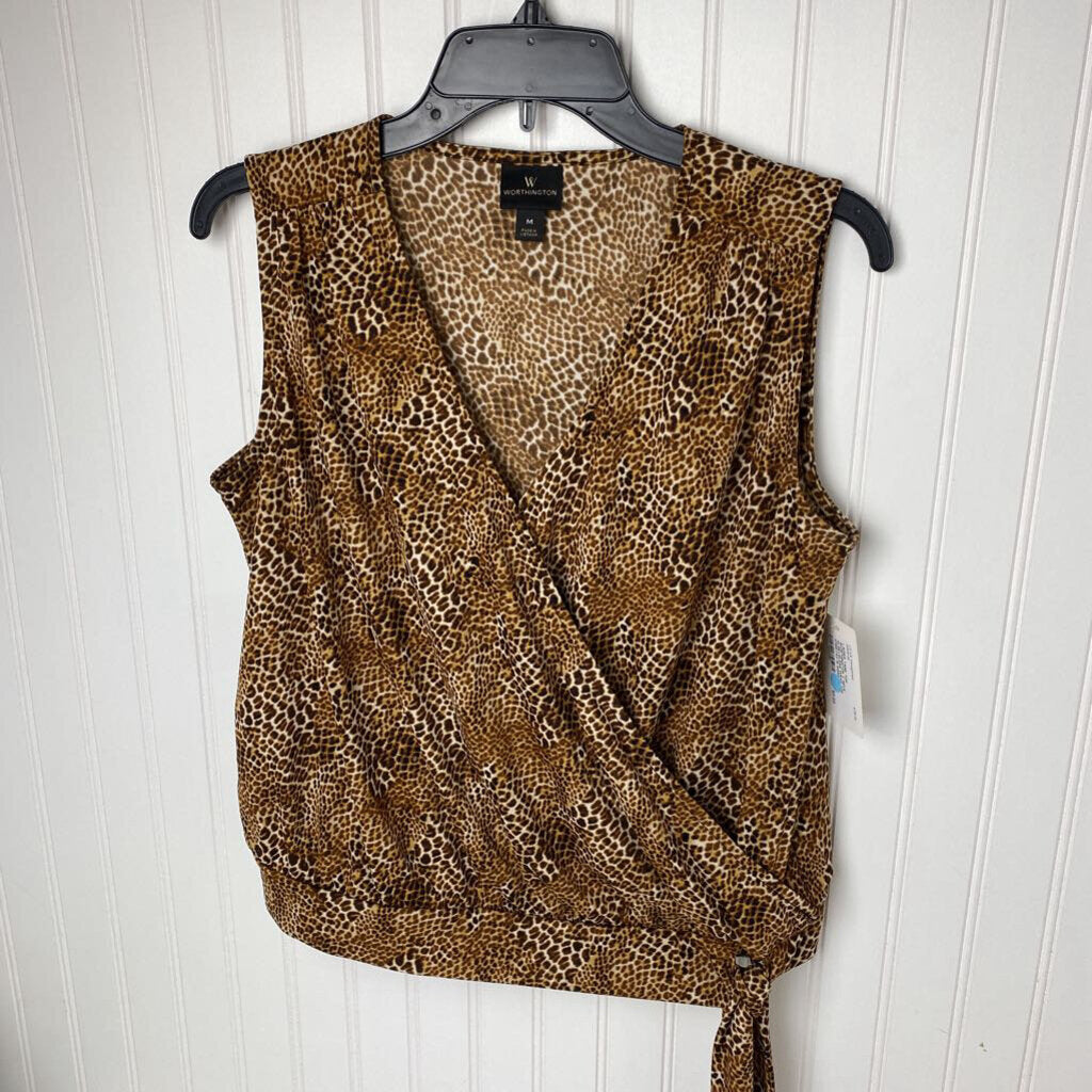 V NECK SLEEVELESS WRAP TOP