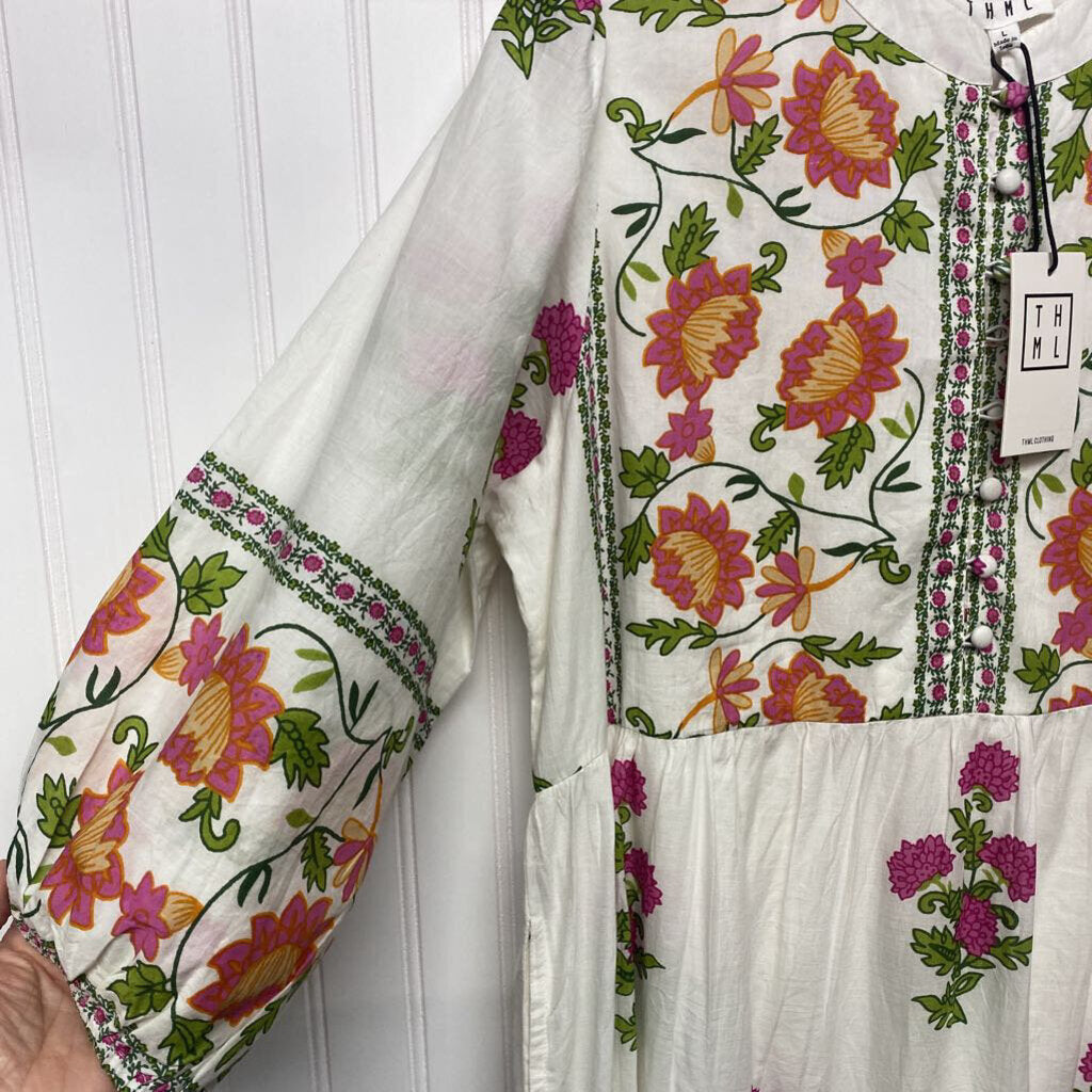 3/4 SLEEVED FLORAL DRESS
