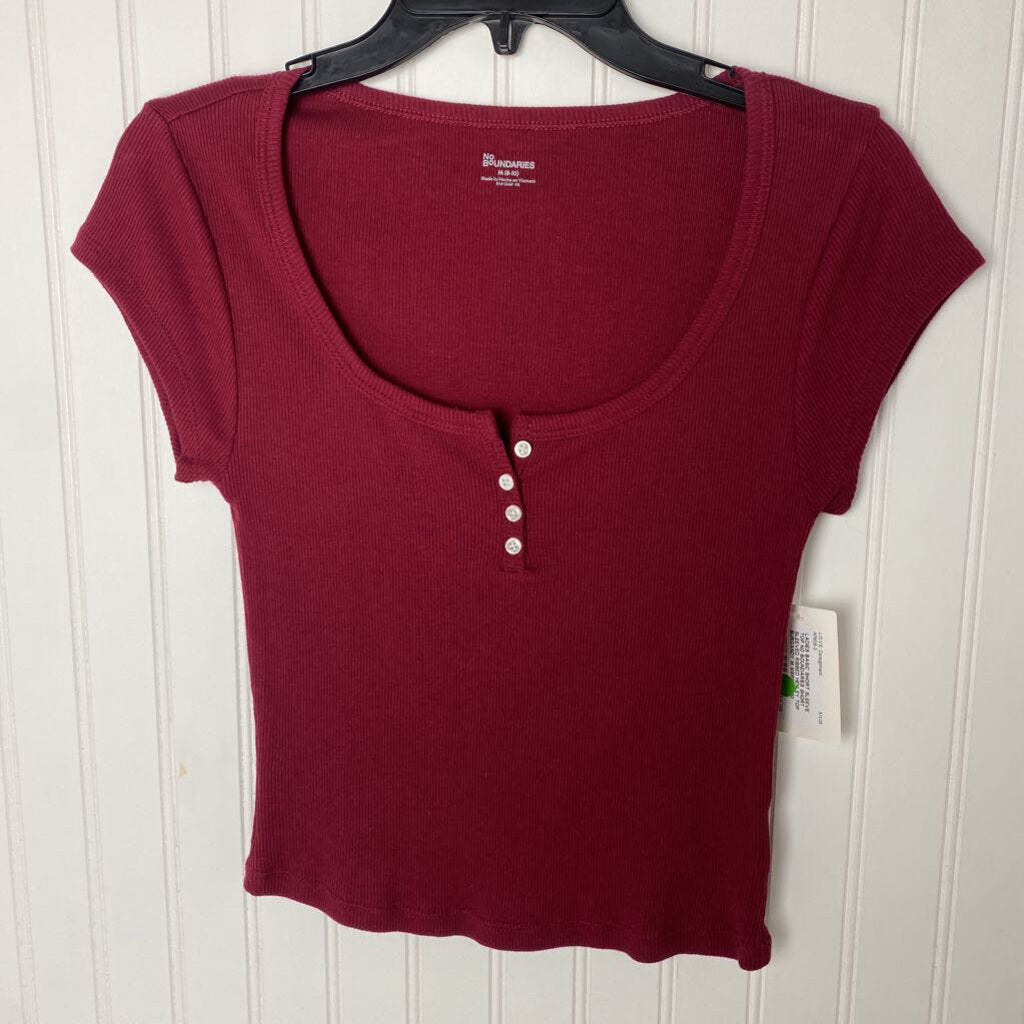 SHORT SLEEVED RIBBED HENLEY TOP