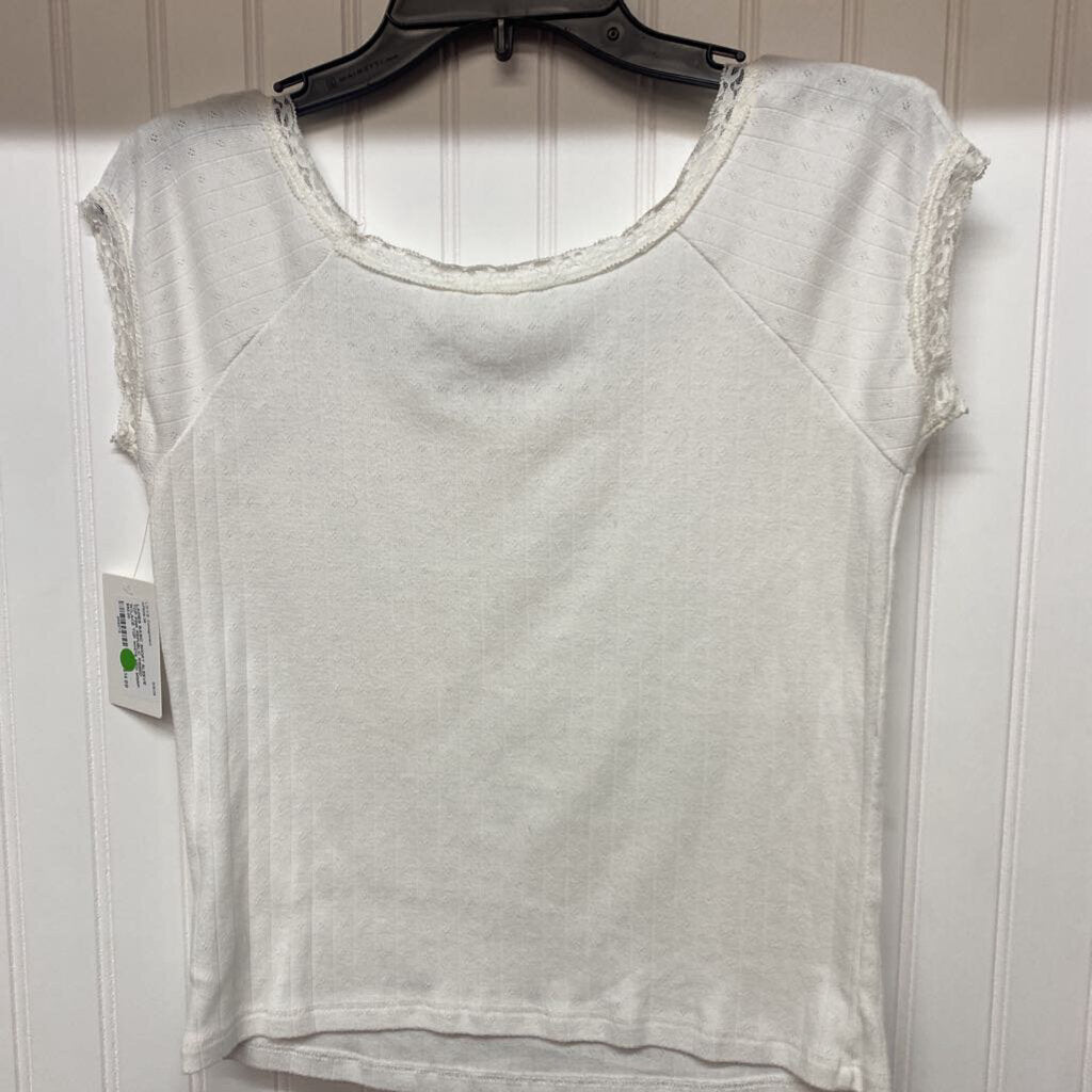 RIBBED W/LACE TOP