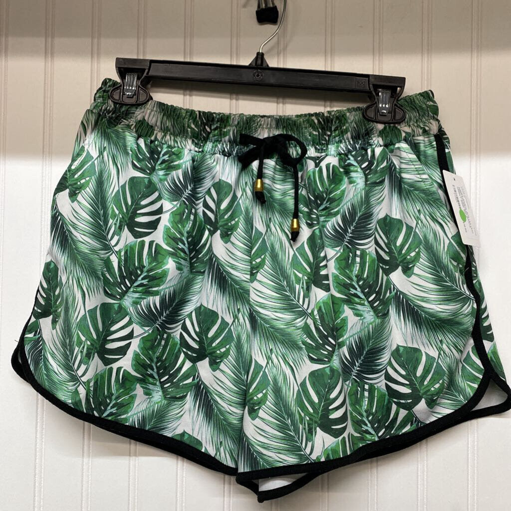 LEAF PRINT DRAWSTRING SHORTS