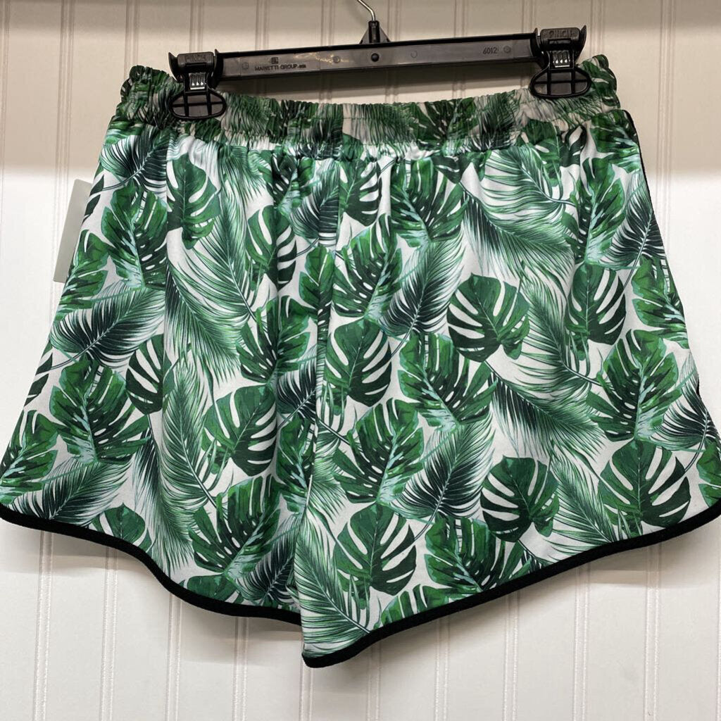 LEAF PRINT DRAWSTRING SHORTS