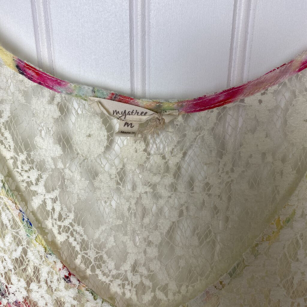 SHEAR WITH LACE TRIM FLORAL