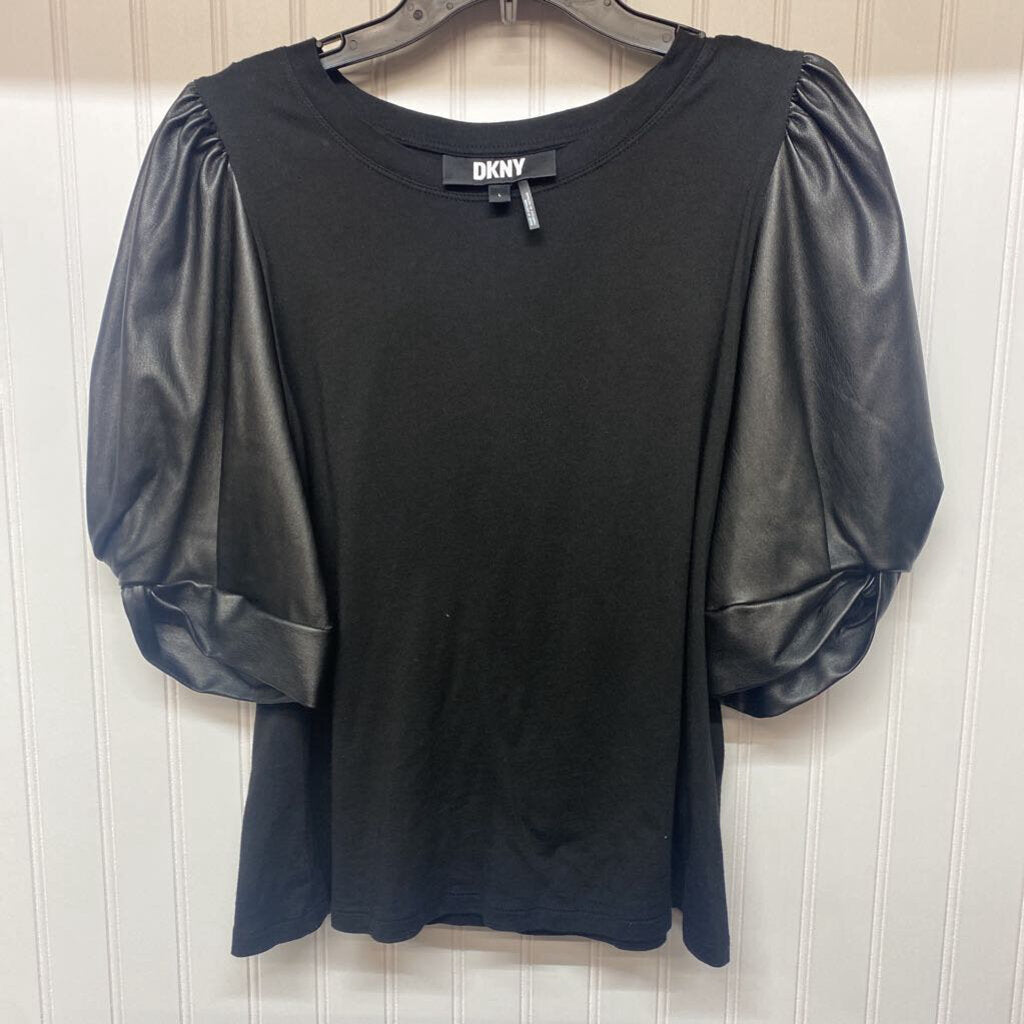 PUFF PLEATHER SLEEVE DRESS SHIRT
