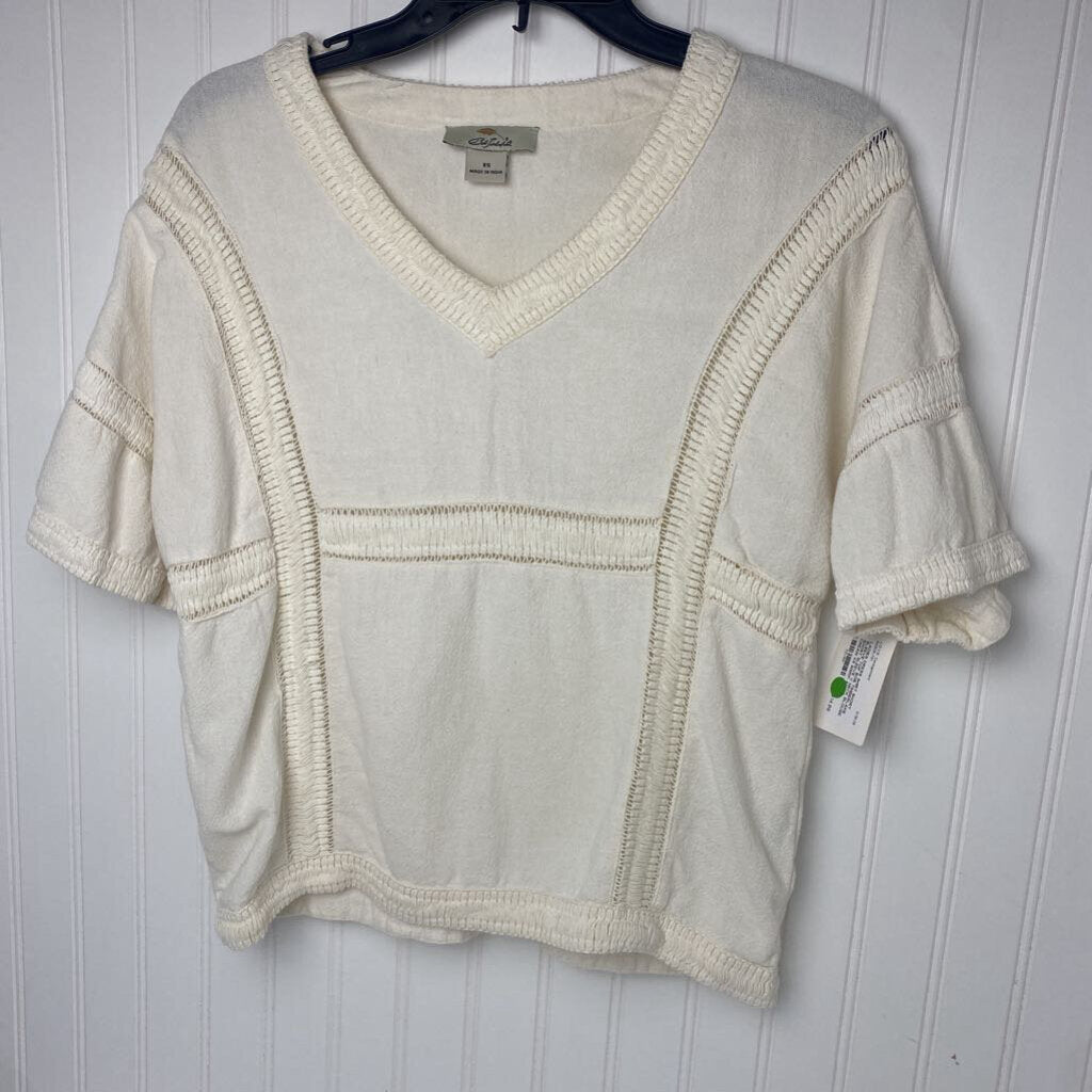 SHORT SLEEVE V NECK BLOUSE