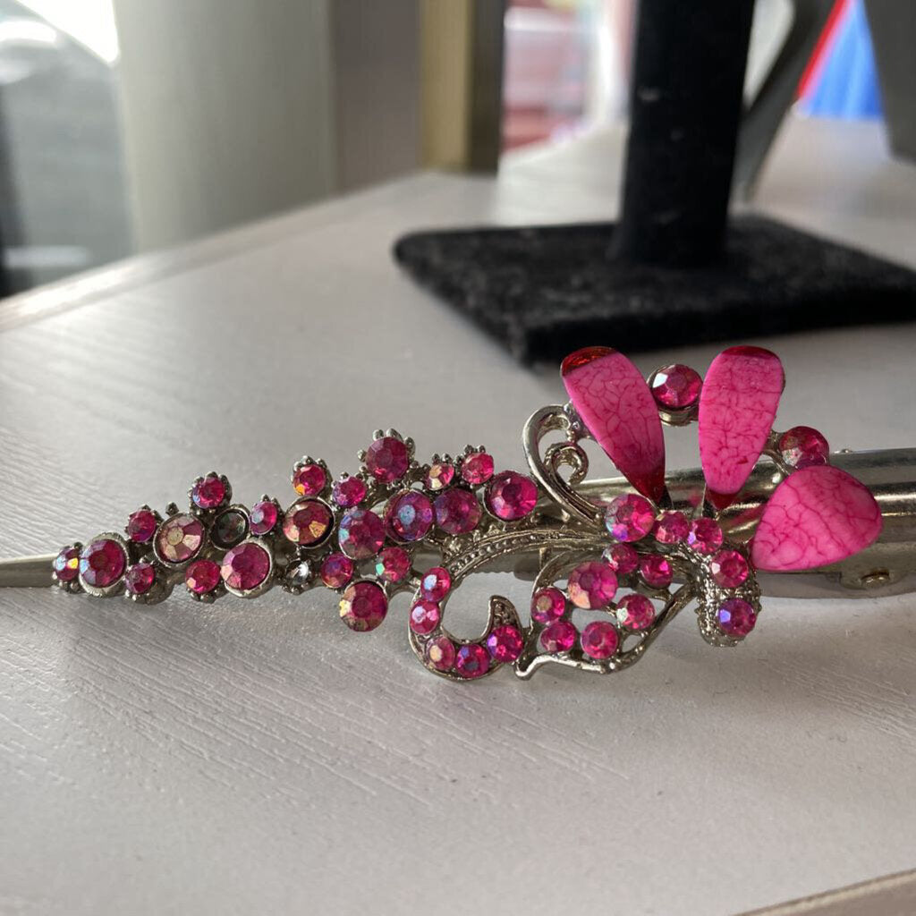 SILVER AND PINK HAIR CLIP