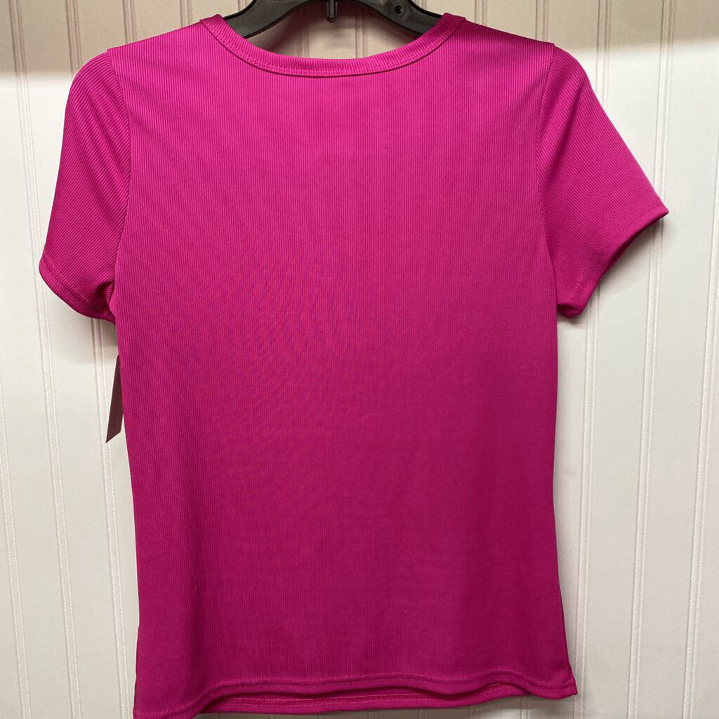 SHORT SLEEVE RIBBED KNIT TOP