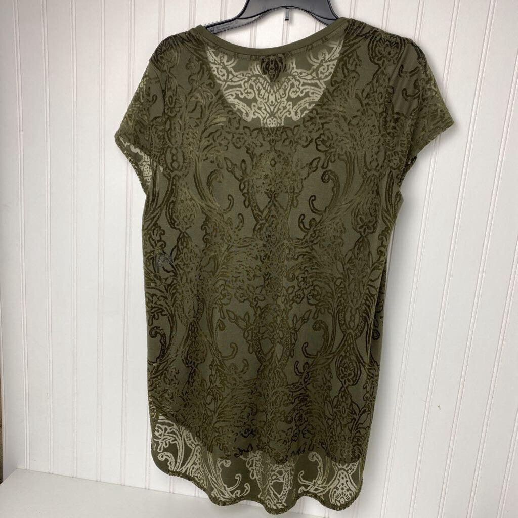 SHORT SLEEVE SHEER TOP